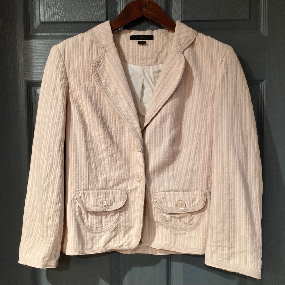 Express Blush Pink Striped Blazer Size 6